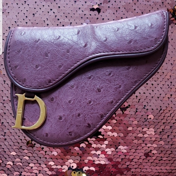 Dior Handbags - Dior Saddle Ostrich Leather Coin Purse